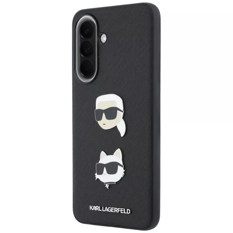 KARL LAGERFELD Custodia protettiva per Samsung Galaxy A57 5G, nero, con Karl & Choupette Heads, Pins & Logo