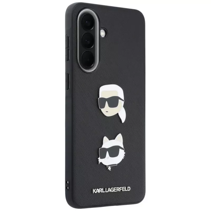 KARL LAGERFELD Custodia protettiva per Samsung Galaxy A57 5G, nero, con Karl & Choupette Heads, Pins & Logo
