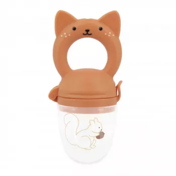 Kaloo Set regalo per neonati anello dentizione frutta + bavaglino Grignoti lo scoiattolo