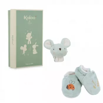 Kaloo Set regalo 2-in-1 topo (sonaglio + booties) collezione Petites Chansons