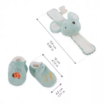 Kaloo Set regalo 2-in-1 topo (sonaglio + booties) collezione Petites Chansons