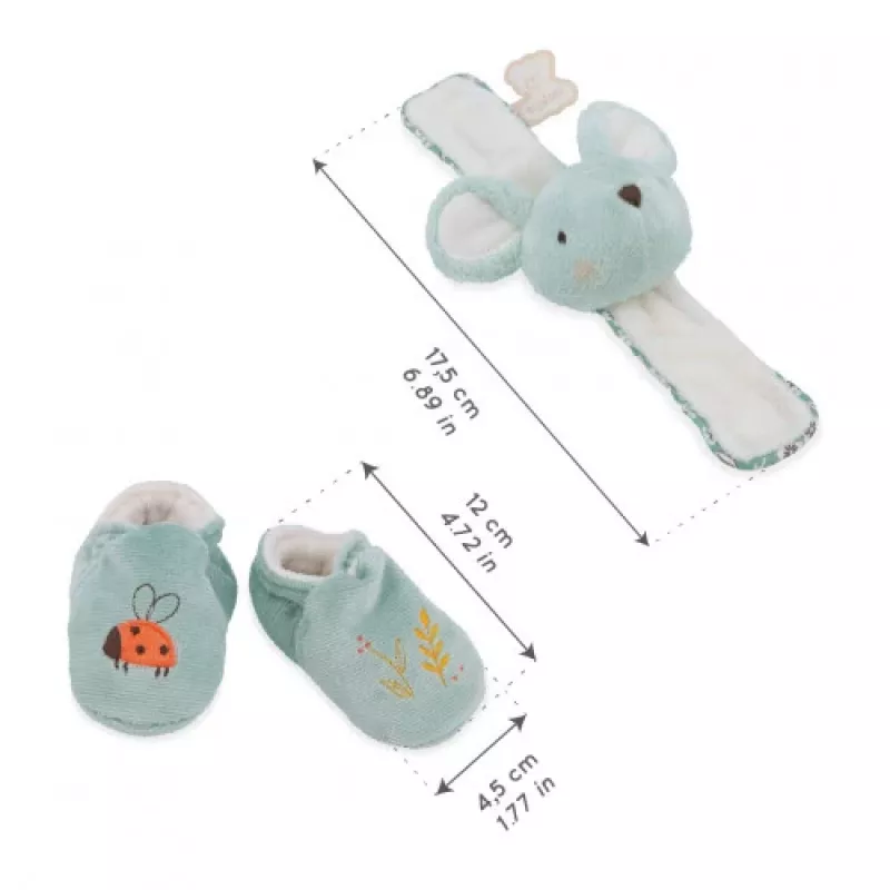 Kaloo Set regalo 2-in-1 topo (sonaglio + booties) collezione Petites Chansons