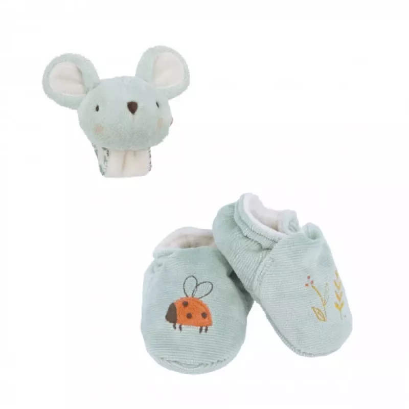 Kaloo Set regalo 2-in-1 topo (sonaglio + booties) collezione Petites Chansons