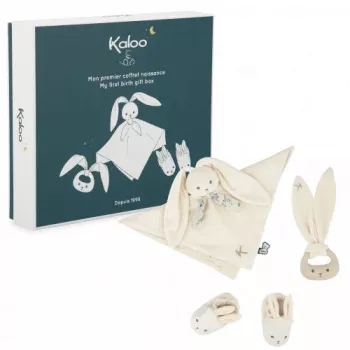 Kaloo Set regalo 3-in-1 coniglietto (doudou + anello dentizione + stivaletti) crema collezione Lapinoo