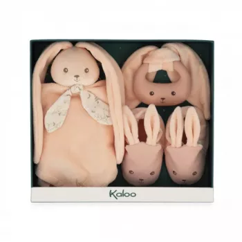 Kaloo Set regalo 3-in-1 per neonati coniglietto (doudou + anello dentizione + booties) pesca Lapinoo