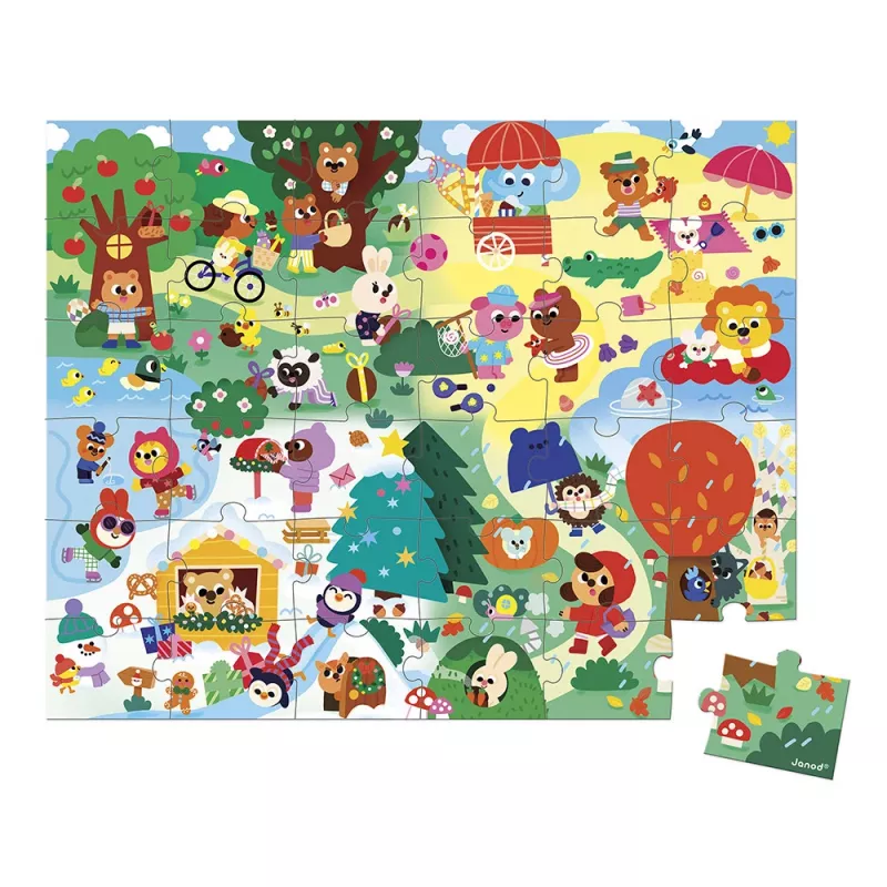 Janod Puzzle in valigetta Quattro stagioni 36 pezzi 4+ Made in France
