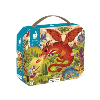 Janod Puzzle in valigetta Regno dei draghi 54 pezzi 5+ Made in France