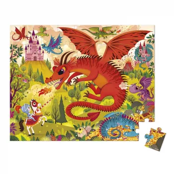 Janod Puzzle in valigetta Regno dei draghi 54 pezzi 5+ Made in France