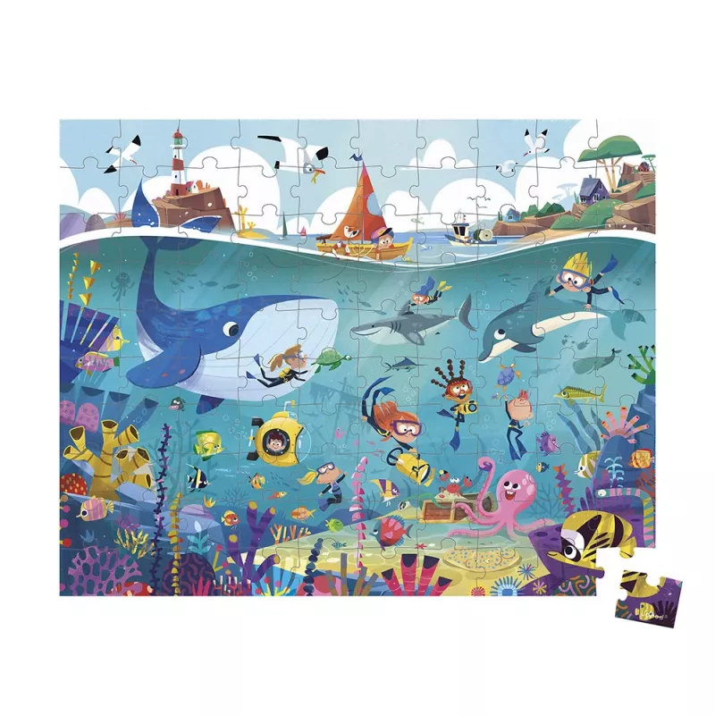 Janod Puzzle in valigetta Mondo sottomarino 100 pezzi 6+ Made in France