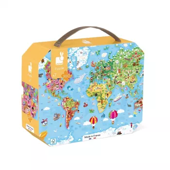 Janod Puzzle in valigetta Mappa del mondo 300 pezzi