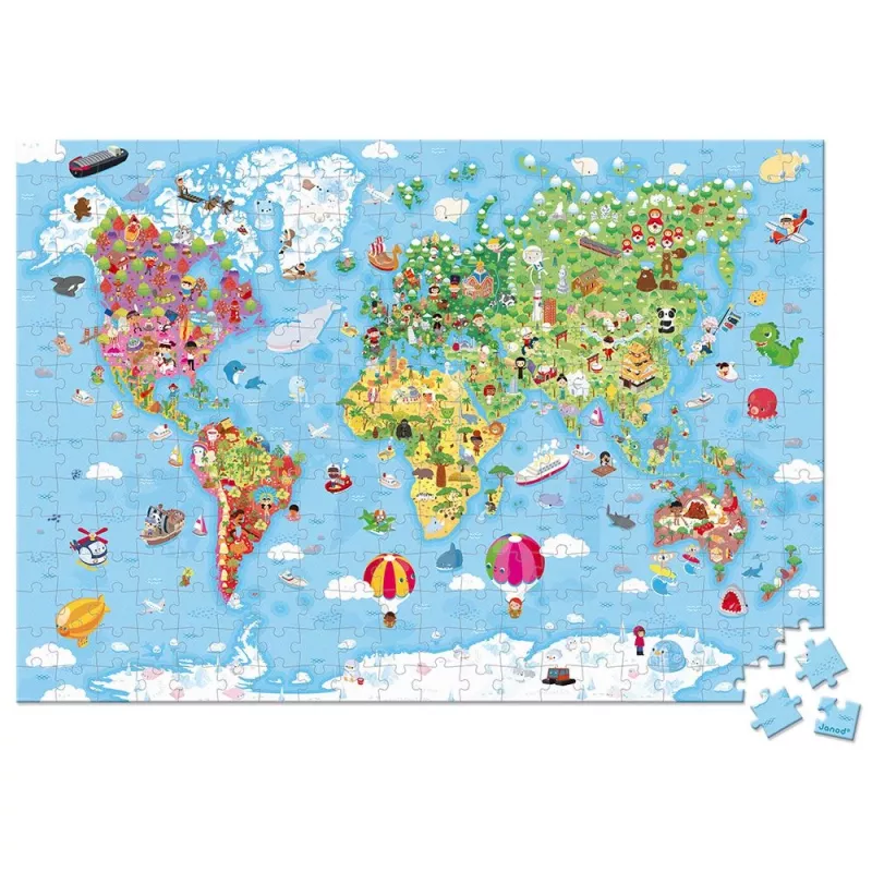 Janod Puzzle in valigetta Mappa del mondo 300 pezzi