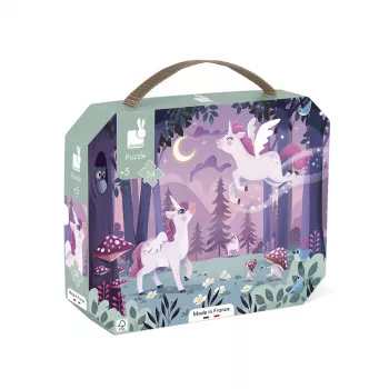 Janod Puzzle in valigetta Unicorni 54 pezzi 5+ Made in France