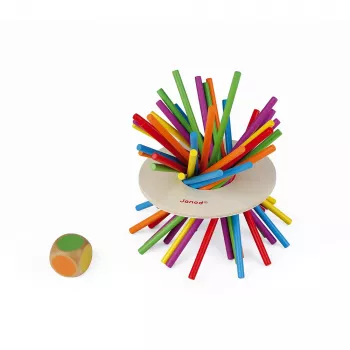 Janod Crazy Sticks gioco di equilibrio - gioco di abilità in legno per 1-4 giocatori, multicolore