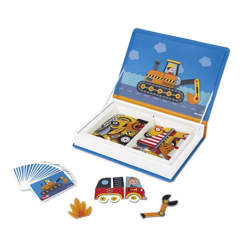 Janod Magnetibook Vehicles libro magnetico di attività
