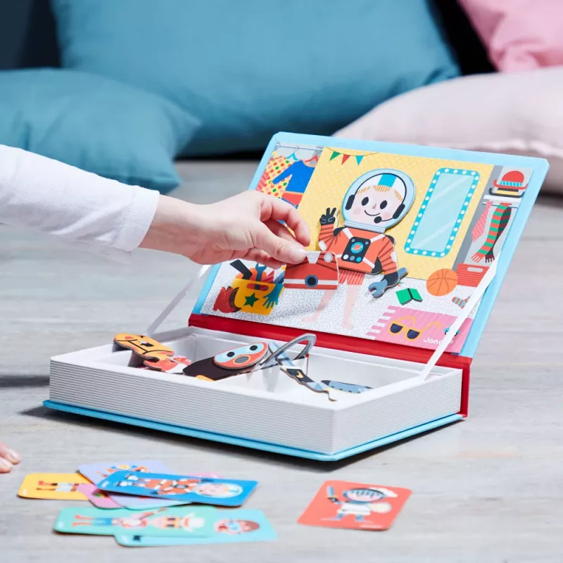 Janod Magnetibook Costumi bambino giocattolo magnetico educativo - 36 pezzi