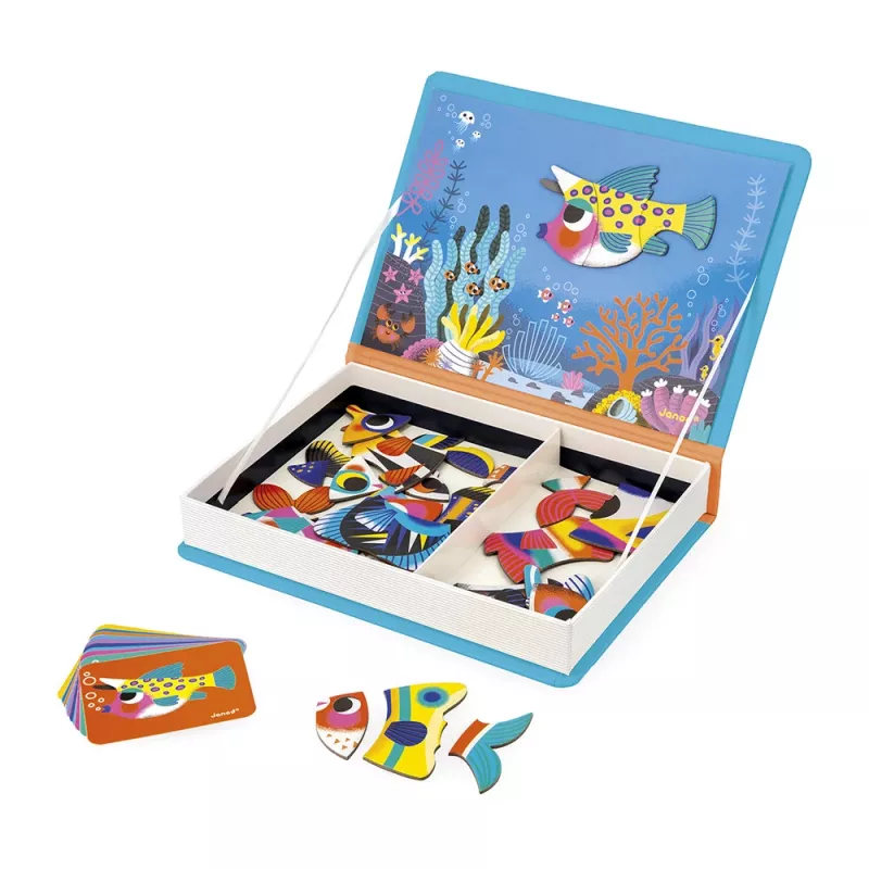 Janod Magnetibook Pesci tropicali libro puzzle magnetico 3+