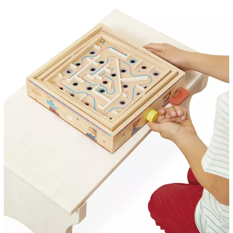 Janod Applepop Ball Maze Game - labirinto in legno con penna magnetica per bambini da 5 anni