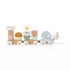 Janod Sweet Cocoon Treno magnetico impilabile Lumaca gioco da trainare con blocchi e sonaglio, 12m+