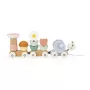 Janod Sweet Cocoon Treno magnetico impilabile Lumaca gioco da trainare con blocchi e sonaglio, 12m+