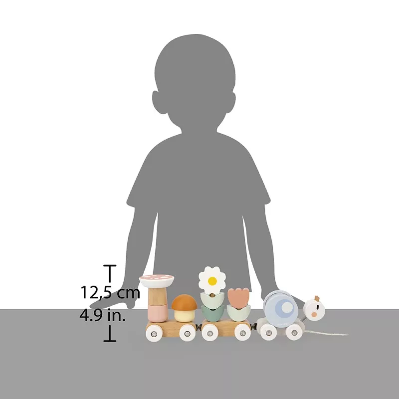 Janod Sweet Cocoon Treno magnetico impilabile Lumaca gioco da trainare con blocchi e sonaglio, 12m+