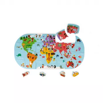 Janod Mappa del mondo puzzle magnetico 28 pezzi