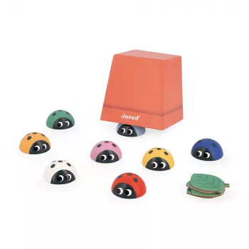 Janod Biedronki Memory - gioco memory Coccinelle, 20 pezzi, legno FSC, età 2-5