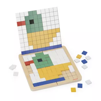 Janod Puzzle mosaico in legno simmetria e codifica 4in1 5+