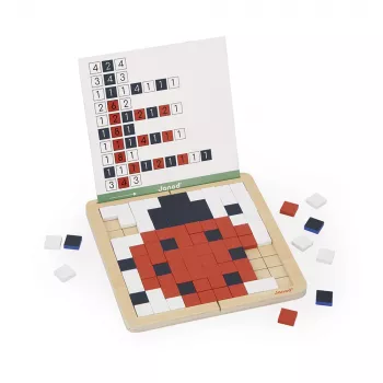 Janod Puzzle mosaico in legno simmetria e codifica 4in1 5+
