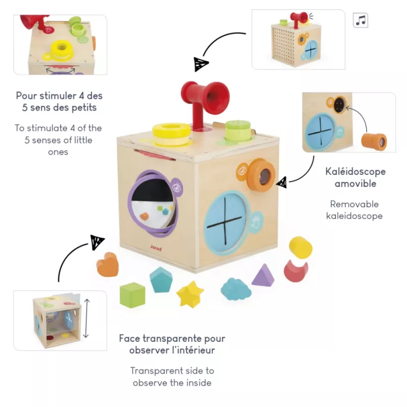 Janod Cubo attività sensoriale in legno da 18 mesi