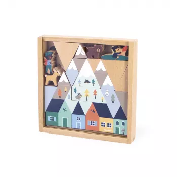 Janod Set mattoncini e personaggi 35 pezzi - Cross Roads Mountains