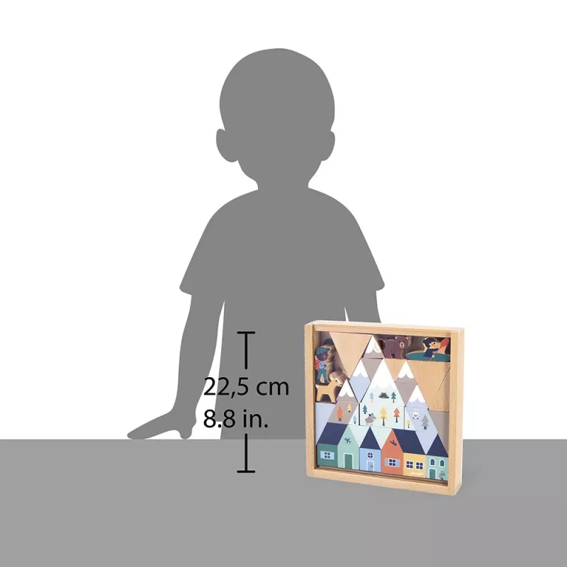 Janod Set mattoncini e personaggi 35 pezzi - Cross Roads Mountains