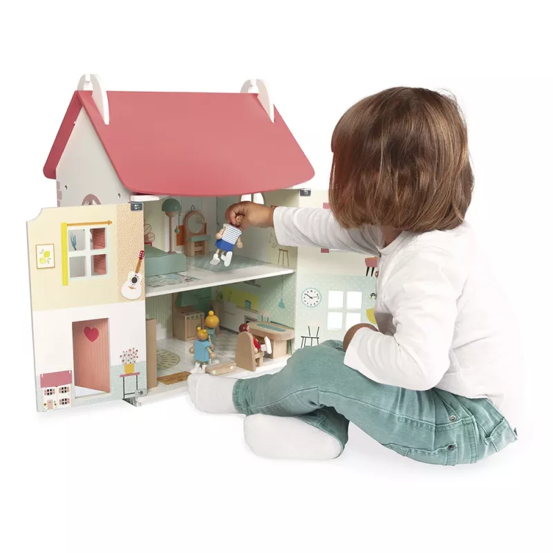 JANOD Lilliputiens Casa delle bambole in legno con 15 accessori J06467