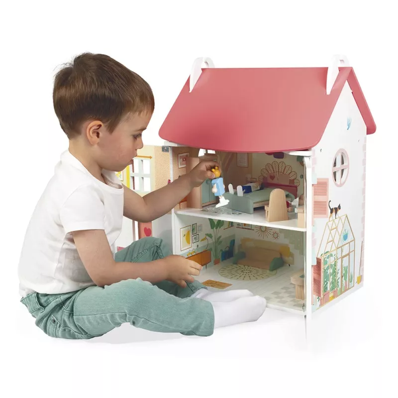 JANOD Lilliputiens Casa delle bambole in legno con 15 accessori J06467
