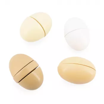 Janod Cartone delle uova in cartone pressato con 4 uova in legno - Set alimenti per gioco di ruolo