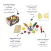 Janod Set scatola da taglio frutta e verdura in legno - 18 pezzi accessori cucina giocattolo con coltello e tagliere