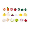 Janod Set scatola da taglio frutta e verdura in legno - 18 pezzi accessori cucina giocattolo con coltello e tagliere