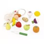 Janod Shiny Grandma Set alimenti giocattolo in legno in sacchetto a rete, 12 pezzi