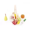 Janod Shiny Grandma Set alimenti giocattolo in legno in sacchetto a rete, 12 pezzi