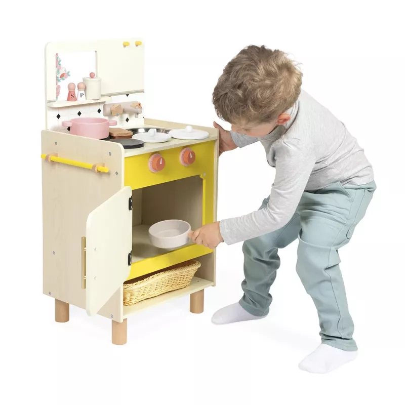 Janod Cucina giocattolo in legno con 10 accessori Shiny Grandma 3+