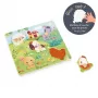 Janod Pure Puzzle sensoriale in legno Animali della fattoria 7 pezzi