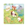 Janod Pure Puzzle sensoriale in legno Animali della fattoria 7 pezzi