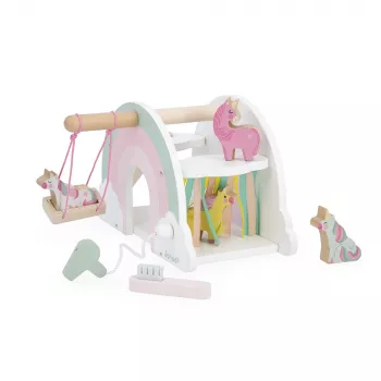 Janod Set Gioco Casa Unicorno in Legno con 5 Accessori, da 18 Mesi