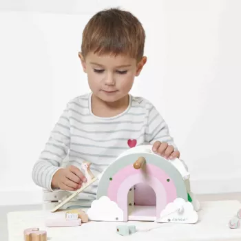 Janod Set Gioco Casa Unicorno in Legno con 5 Accessori, da 18 Mesi