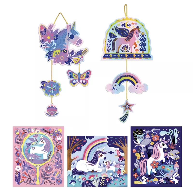 Janod Kit Arte a Graffio Olografico Unicorni 6+