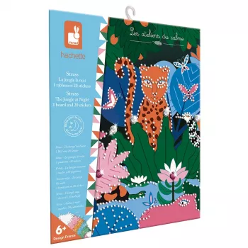 Janod Kit Mosaico Cristalli Luminescenti - Giungla Notturna - Attività Creativa per Bambini da 6 Anni