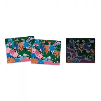 Janod Kit Mosaico Cristalli Luminescenti - Giungla Notturna - Attività Creativa per Bambini da 6 Anni