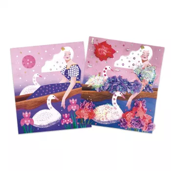 Janod Set Creativo Fai-da-te - Principesse con Rouches, Glitter e Strass 7+