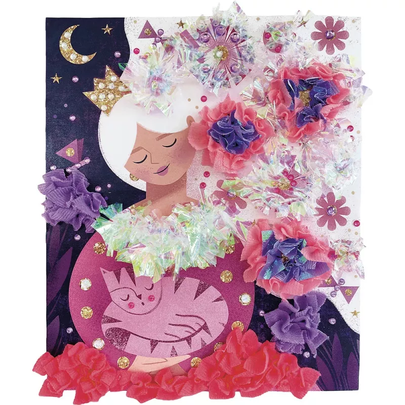 Janod Set Creativo Fai-da-te - Principesse con Rouches, Glitter e Strass 7+