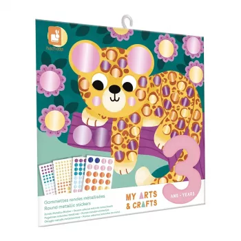 Janod My Arts & Crafts 3+ Kit Artistico Creativo con Adesivi Tondi Metallizzati