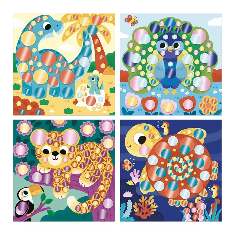 Janod My Arts & Crafts 3+ Kit Artistico Creativo con Adesivi Tondi Metallizzati